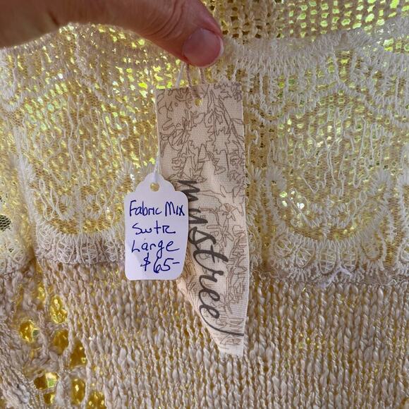 Mystree Women's Beige Lace Inset Pullover Sweater Size L. NEW - Picture 6 of 7